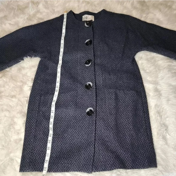 Kensie Navy Tweed Wool Blend Pea Coat - Picture 5 of 8